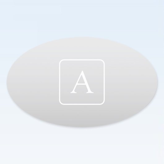 Subtile hellgraue Gradient Surname Monogram Ovaler Aufkleber