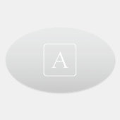 Subtile hellgraue Gradient Surname Monogram Ovaler Aufkleber (Vorderseite)
