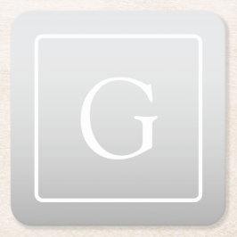 Subtile hellgraue Gradient Surname Monogram Rechteckiger Pappuntersetzer