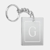 Subtile hellgraue Gradient Surname Monogram Schlüsselanhänger (Vorderseite links)