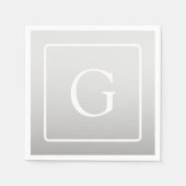 Subtile hellgraue Gradient Surname Monogram Serviette (Vorderseite)