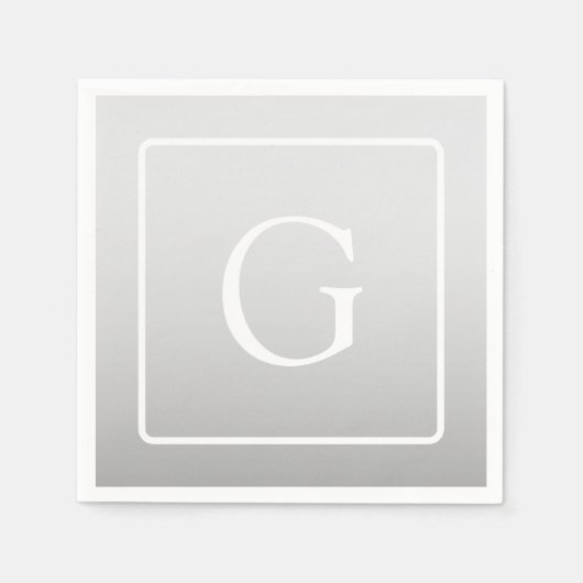 Subtile hellgraue Gradient Surname Monogram Serviette (Vorderseite)