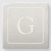 Subtile hellgraue Gradient Surname Monogram Steinuntersetzer (Vorderseite)