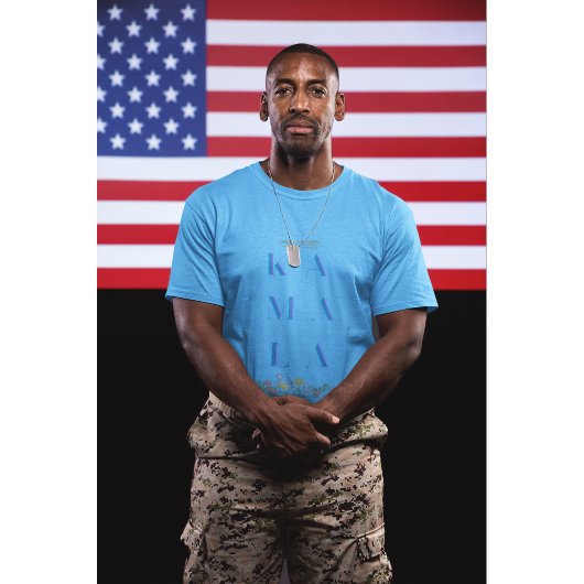 Subtile Kamala Harris. Blumen. Grau und Blau T-Shirt