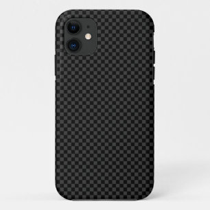 Subtile Karo - Dunkelgrau auf Black iPhone Case