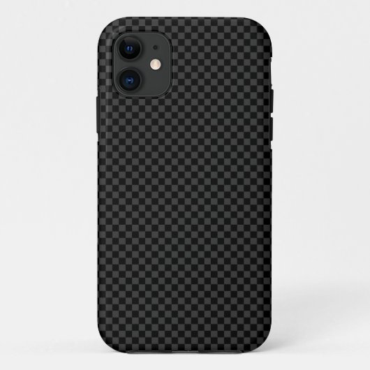 Subtile Karo - Dunkelgrau auf Black iPhone Case (Rückseite)