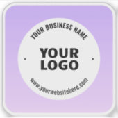 Subtile Light Lila Ombre & Your Business Logo Aufkleber (Vorderseite)