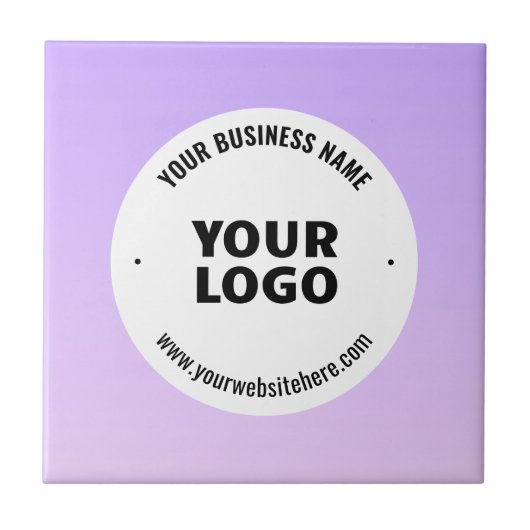 Subtile Light Lila Ombre & Your Business Logo Fliese (Vorderseite)
