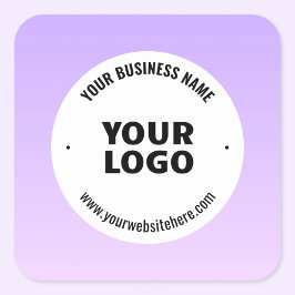Subtile Light Lila Ombre & Your Business Logo Quadratischer Aufkleber