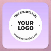 Subtile Light Lila Ombre & Your Business Logo Quadratischer Aufkleber
