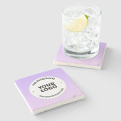 Subtile Light Lila Ombre & Your Business Logo Steinuntersetzer (Seitenansicht)