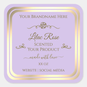 Subtile Lilac Product Label Gold Frame Vintage Ros Quadratischer Aufkleber