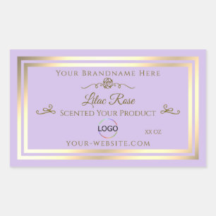 Subtile Lilac Produktmarke Gold Frame mit Logo Rechteckiger Aufkleber