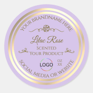 Subtile Lilac Produktmarke Gold Frame mit Logo Runder Aufkleber