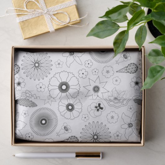 Subtile moderne botanische Blume Seidenpapier (Geschenk)