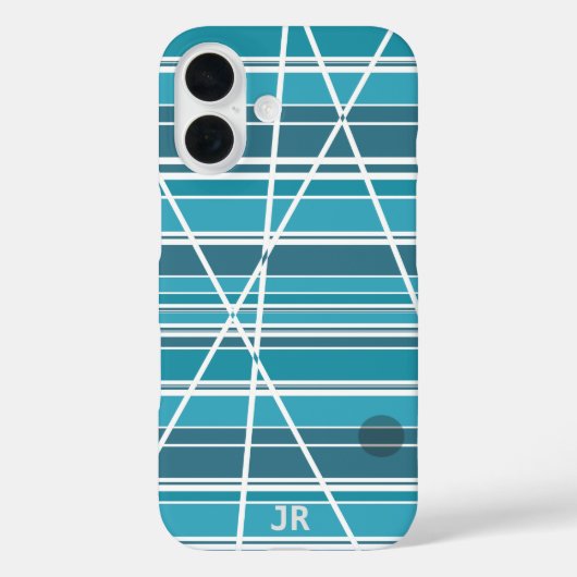 Subtile Monogram Aqua und weiß Abstrakt Case-Mate iPhone Hülle (Rückseite)