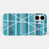 Subtile Monogram Aqua und weiß Abstrakt Case-Mate iPhone Hülle (Rückseite (Horizontal))