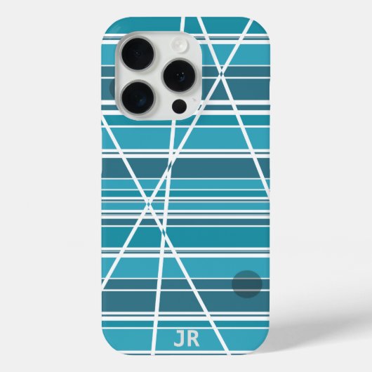 Subtile Monogram Aqua und weiß Abstrakt Case-Mate iPhone Hülle (Rückseite)