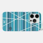 Subtile Monogram Aqua und weiß Abstrakt Case-Mate iPhone Hülle (Rückseite (Horizontal))