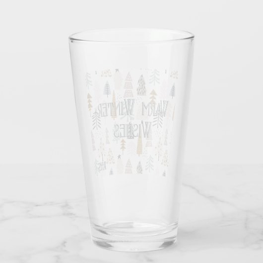 Subtile Monogramm, rustikale Winterbaumen Pint Bee Glas (Rückseite)