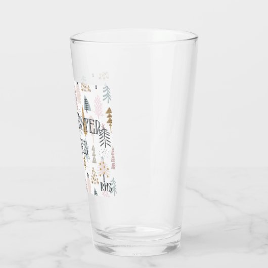 Subtile Monogramm, rustikale Winterbaumen Pint Bee Glas (Links)