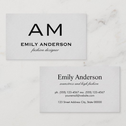 Subtile Muster mit Monogramm Visitenkarte (Vorne/Hinten)