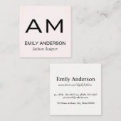 Subtile Muster rosa mit Monogramm Quadratische Visitenkarte (Vorne/Hinten)