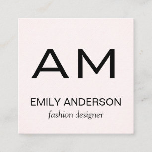 Subtile Muster rosa mit Monogramm Quadratische Visitenkarte