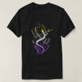 Subtile Nonbinär Pride LGBTQ Enby Snake Books Moon T-Shirt (Design vorne)