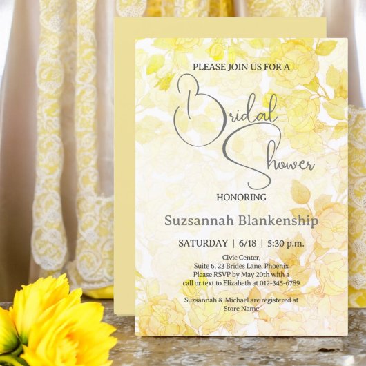 Subtile Pastel Floral Background Brautparty Einladung