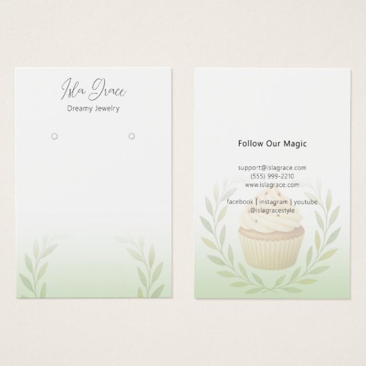 Subtile Pastell Foliage Cupcake Design Card (Vorne & Hinten)