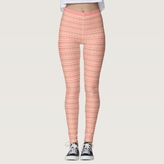 Subtile Pink Peach Stars Streifen Muster Fitness Leggings
