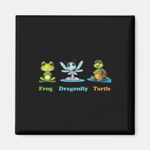 Subtile Political Humor Frog Dragonfly Yoga Magnet