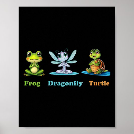 Subtile Political Humor Frog Dragonfly Yoga Poster (Vorne)