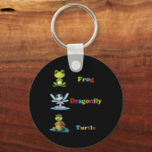 Subtile Political Humor Frog Dragonfly Yoga Schlüsselanhänger (Vorderseite)