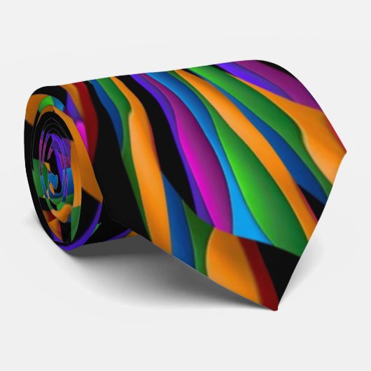 SUBTILE QUERMehrfarbenKrawatte AUF SCHWARZEM Krawatte (Gerollt)