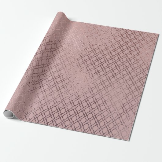 Subtile Rose Gold Lattice Muster auf Rosa Rosa Geschenkpapier (Ungerollt)