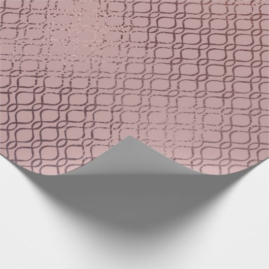 Subtile Rose Gold Lattice Muster auf Rosa Rosa Geschenkpapier (Ecke)