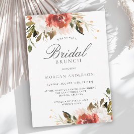 Subtile Rot und Weiß BlütenBouquet Bridal Brunch Einladung