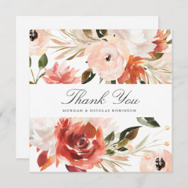 Subtile Rot und Weiße Flora Platz Vielen Dank Karte