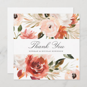 Subtile Rot und Weiße Flora Platz Vielen Dank Karte