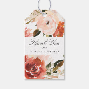 Subtile Rot und Weiße Flora Vielen Dank Geschenkanhänger