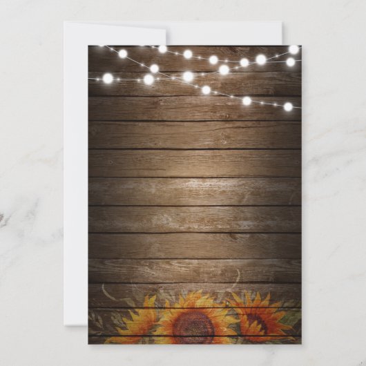 subtile rustikale Sonnenblumen Einladung (Rückseite)