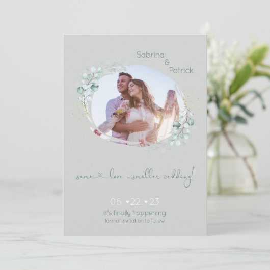 Subtile Sage und Eukalyptus Frame Save The Date (Stehend Vorderseite)