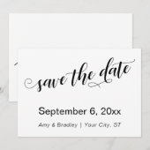 Subtile, schicke Typografie Save the Date auf Weiß (Vorne/Hinten)