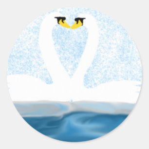 Subtile Schwäne in der Liebe (Herzformen) Kunstges Runder Aufkleber