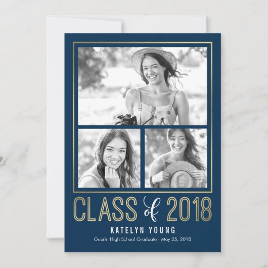 Subtile Shine EDITABLE FARBE Abschluss Card Einladung (Vorderseite)