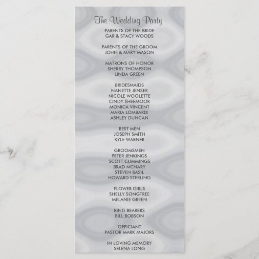 Subtile Silver Wedding Program Programm (Rückseite)