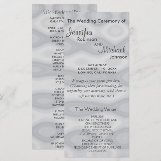 Subtile Silver Wedding Program Programm (Vorne/Hinten)