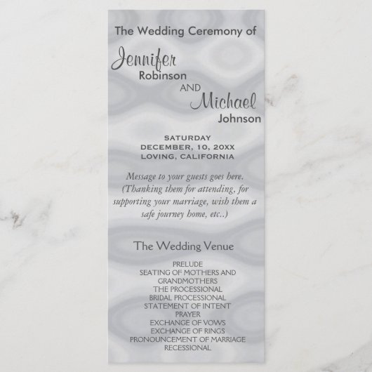 Subtile Silver Wedding Program Programm (Vorderseite)